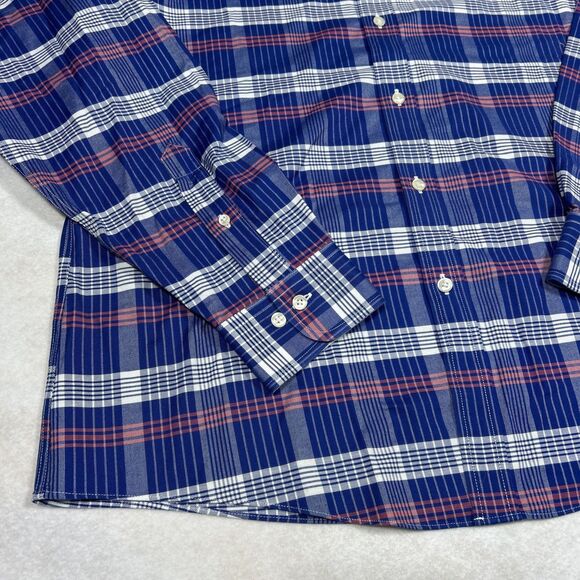 Brooks Brothers Men's L Regent Fit Non-Iron Blue Plaid Cotton Business Casual - Picture 3 of 12